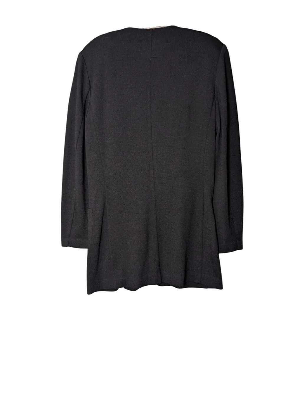 Vintage Union Made 100% Merino Wool Cardigan Sweater Black V-Neck USA 6 FLAW